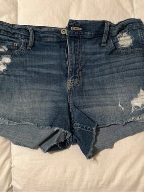 Hollister Distressed Dark Blue Denim Shorts
